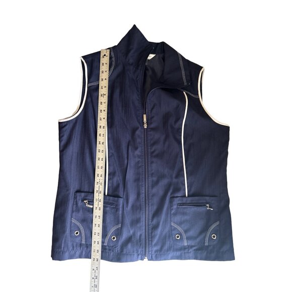 Allison Dailey Navy Blue Sleeveless Zip Up Vest, Size 12 - Picture 7 of 7